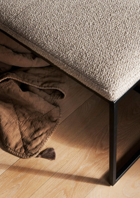 London small bench with cushion, blue fabric/metal