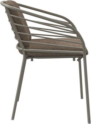 Cancún dining chair with arm & cushion, light grey aluminium