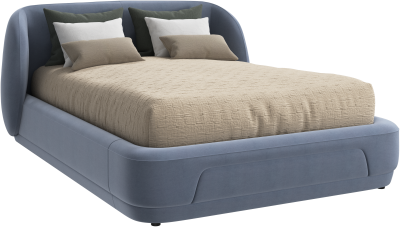 Bolzano bed with slats  - W140xL190cm, blue fabric