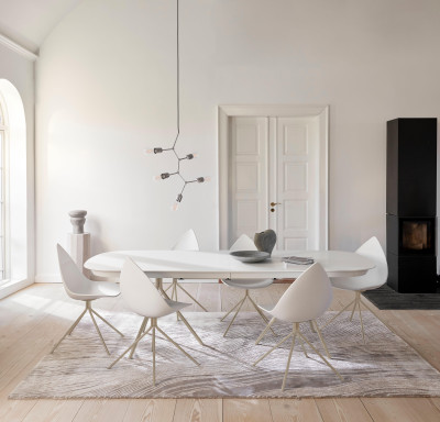 Ottawa extendable dining table, white lacquered