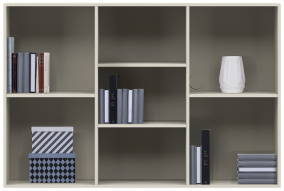 Como wall system, light grey lacquered