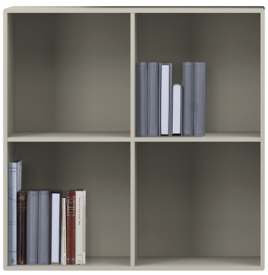 Como bookcase, light grey lacquered