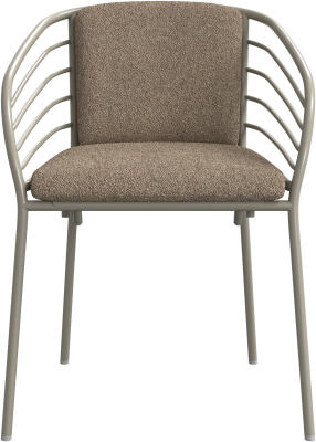 Cancún dining chair with arm & cushion, light grey aluminium