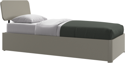 Element bed, bed-mounted headboard, without slats, excl. mattress, light grey wood