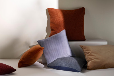 Velvet cushion, beige fabric