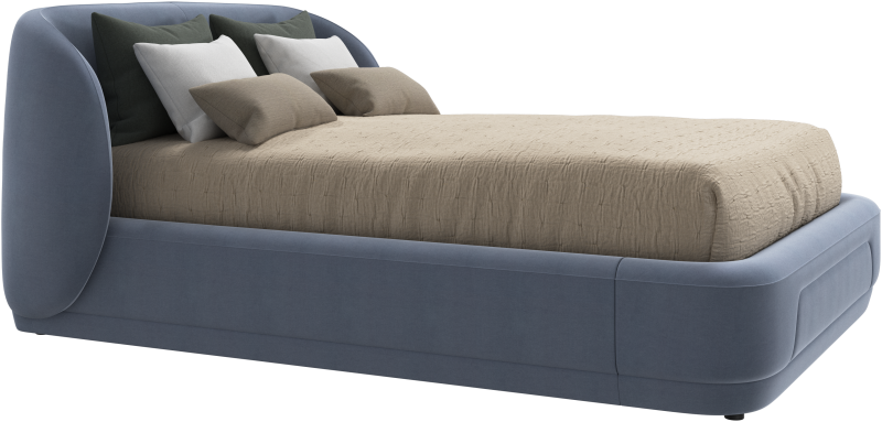 Bolzano bed with slats  - W140xL190cm, blue fabric