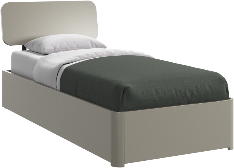 Element bed, bed-mounted headboard, without slats, excl. mattress, light grey wood