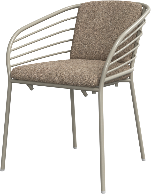 Cancún dining chair with arm & cushion, light grey aluminium