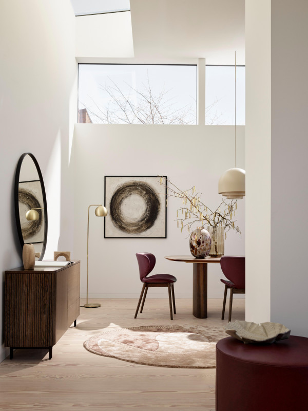 Sideboard with drop-down section, brown wood