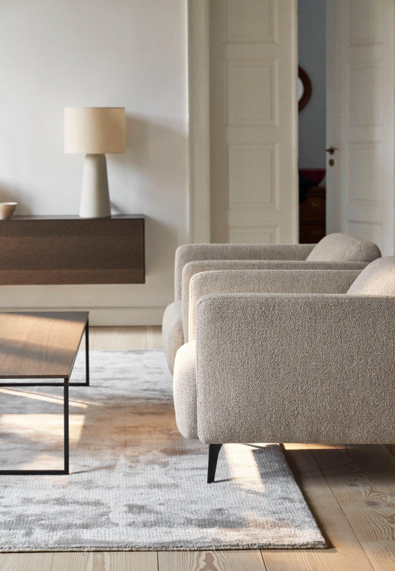 Simple rug, light grey wool/cotton