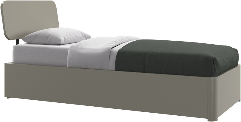 Element bed, bed-mounted headboard, without slats, excl. mattress, light grey wood