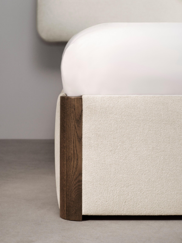 Element bed, bed-mounted headboard, without slats, excl. mattress, blue fabric/wood