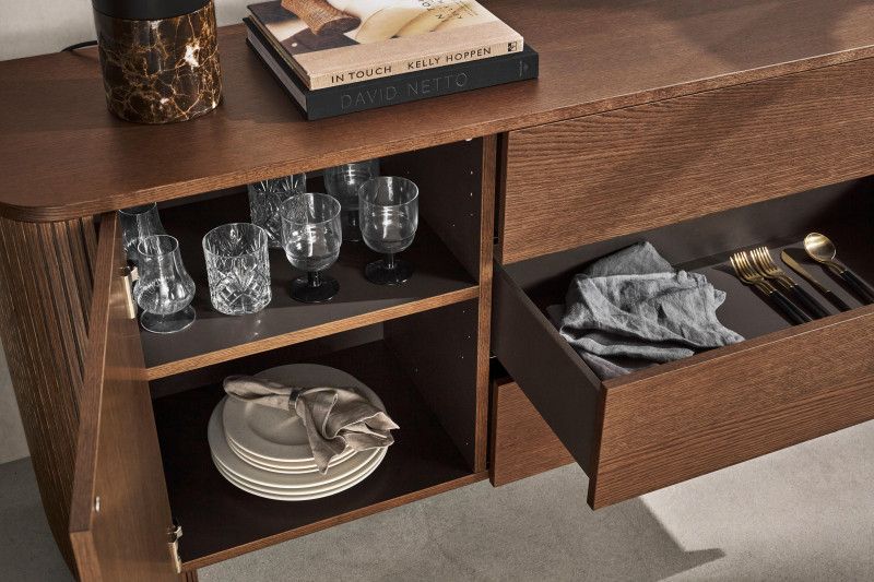 Sideboard with drawer section, brown wood