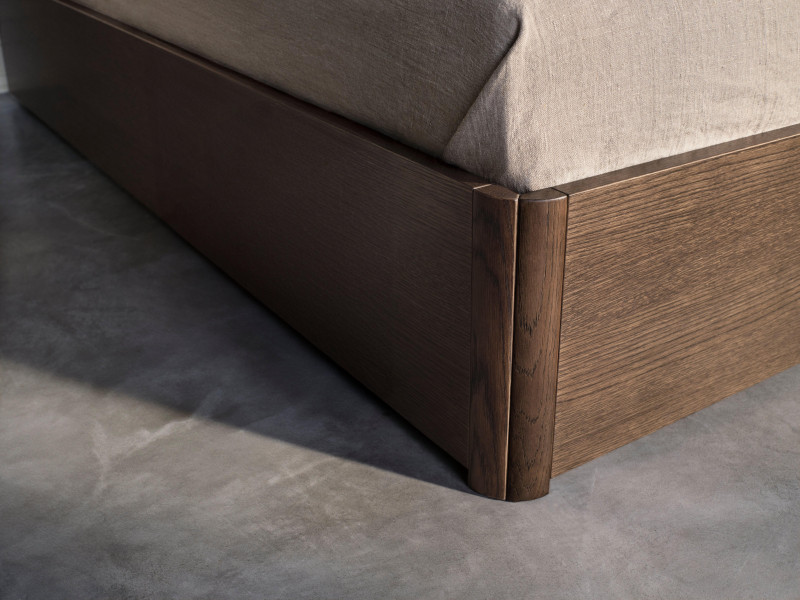 Element bed, bed-mounted headboard, without slats, excl. mattress, light grey wood