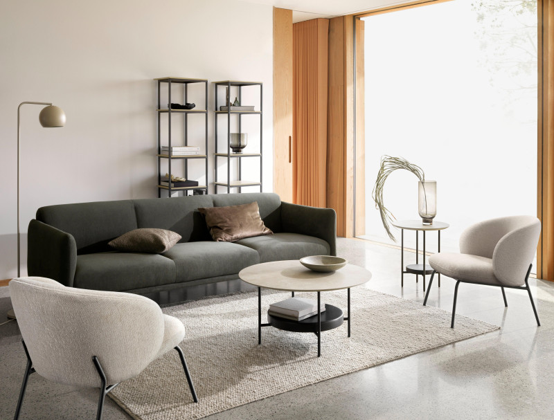 Madrid side table, light grey ceramic