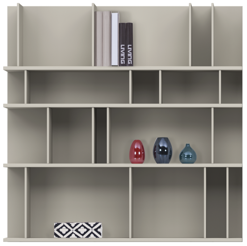 Como wall system, light grey lacquered