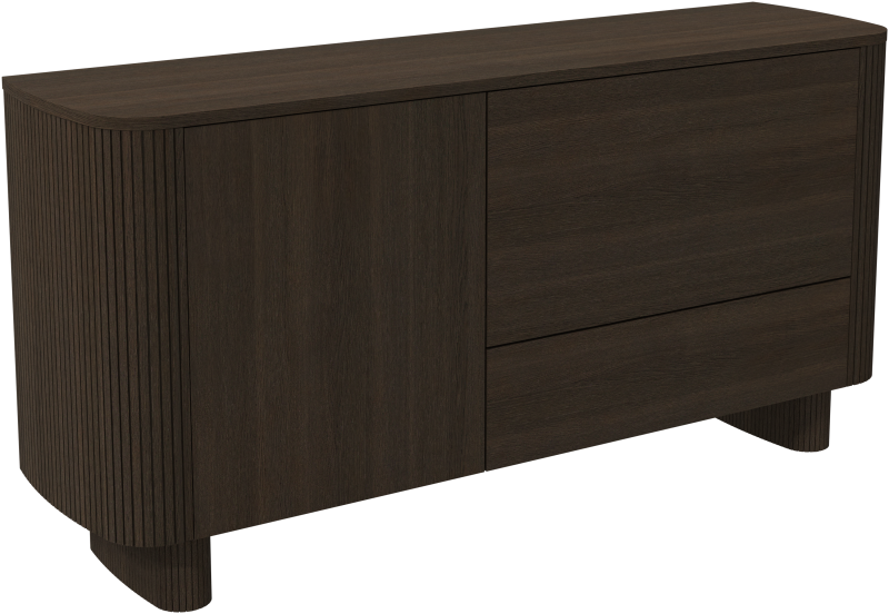 Sideboard with drop-down section, brown wood