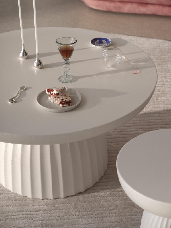 Expose side table, beige concrete