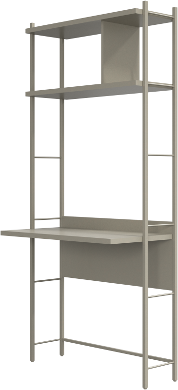 Calgary storage with workstation, light grey wood