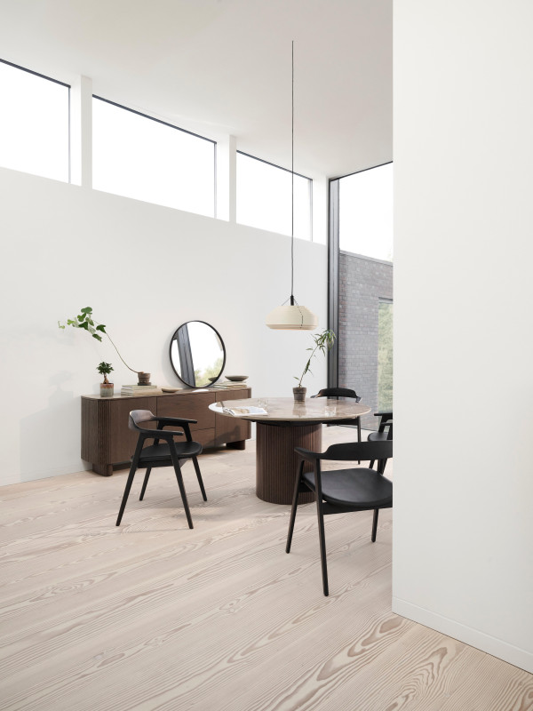 Sideboard with drop-down section, brown wood