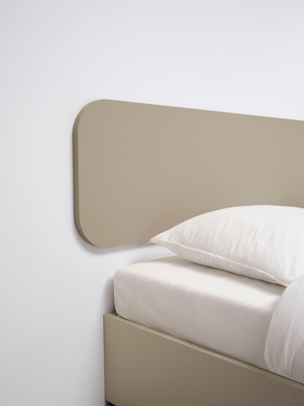 Element bed, wall-mounted headboard, without slats, excl. mattress, light grey wood