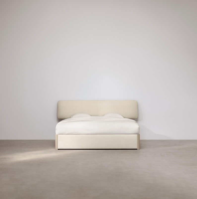 Element bed, bed-mounted headboard, without slats, excl. mattress, blue fabric/wood