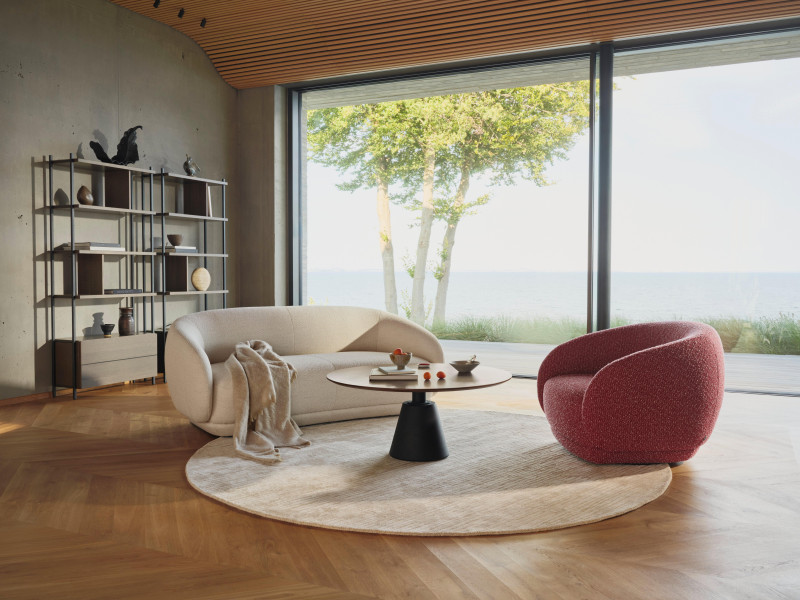 Structure rug, light grey wool/cotton