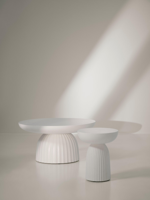 Expose side table, beige concrete