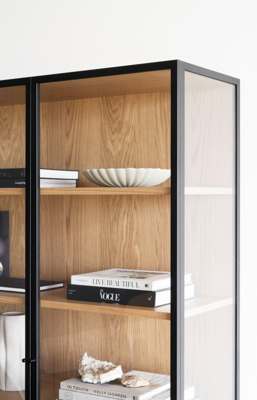 Lund glass cabinet, black wood