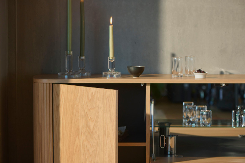 Sideboard with bar section, brown wood