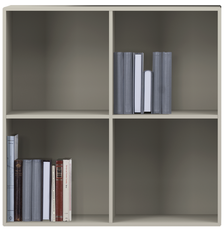 Como bookcase, light grey lacquered
