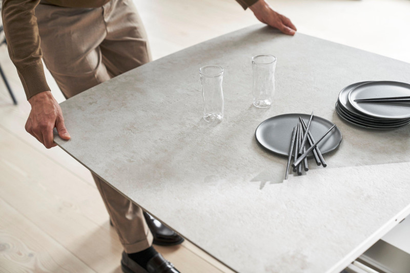 Fiorentina extendable dining table, dark grey/black ceramic