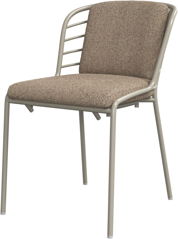 Cancún dining chair with cushion, light grey aluminium