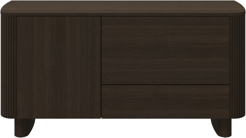 Sideboard with drop-down section, brown wood