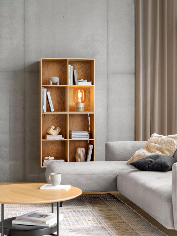 Como bookcase, light grey lacquered