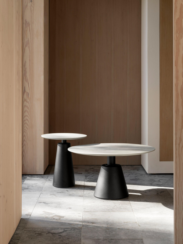 Madrid side table, light grey ceramic