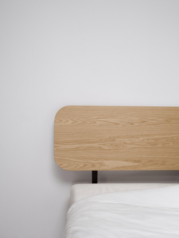 Element bed, bed-mounted headboard, without slats, excl. mattress, light grey wood