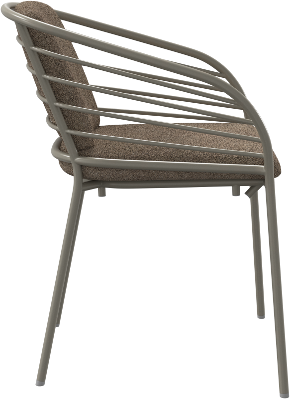 Cancún dining chair with arm & cushion, light grey aluminium