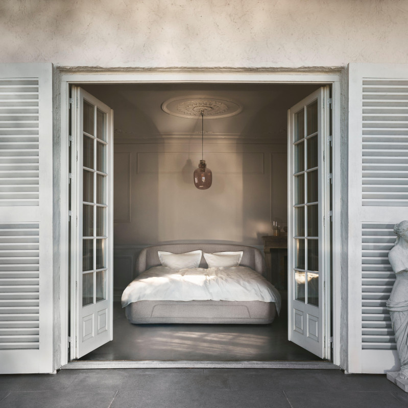 Bolzano bed with slats  - W140xL190cm, blue fabric