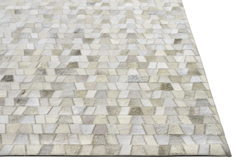 Cosmo rug, light grey leather hide/wool