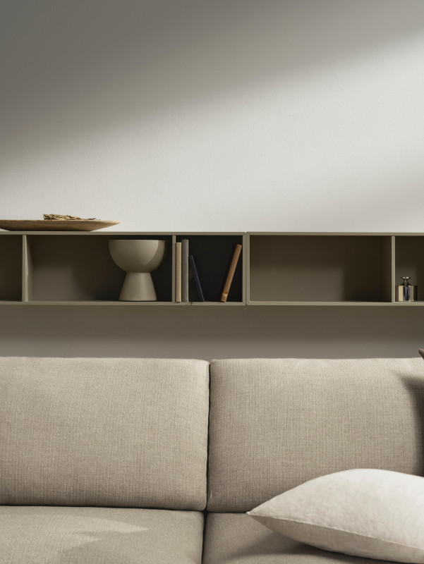 Como bookcase, light grey lacquered