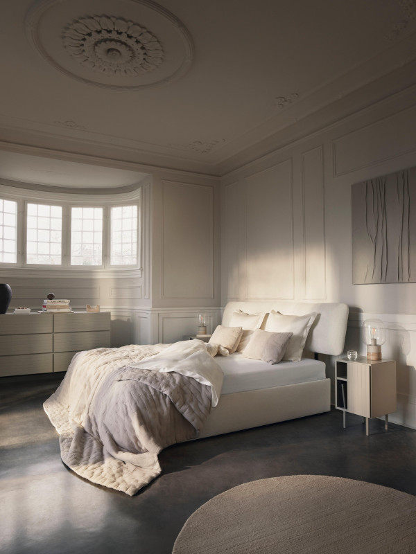 Element bed, bed-mounted headboard, without slats, excl. mattress, blue fabric/wood