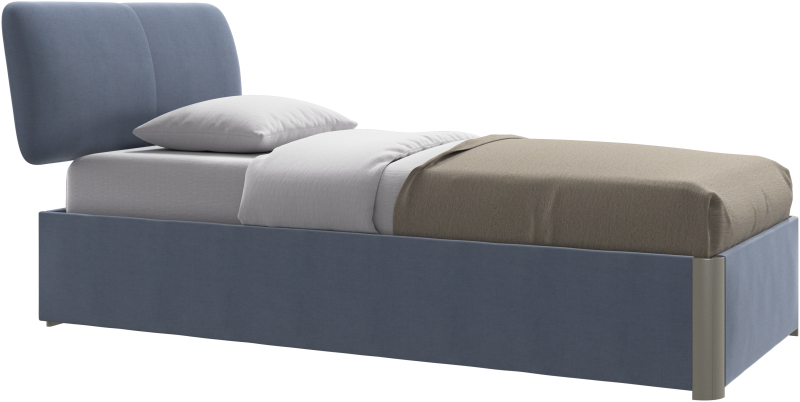 Element bed, bed-mounted headboard, without slats, excl. mattress, blue fabric/wood
