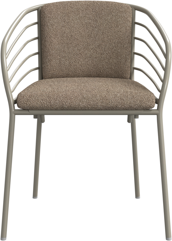 Cancún dining chair with arm & cushion, light grey aluminium