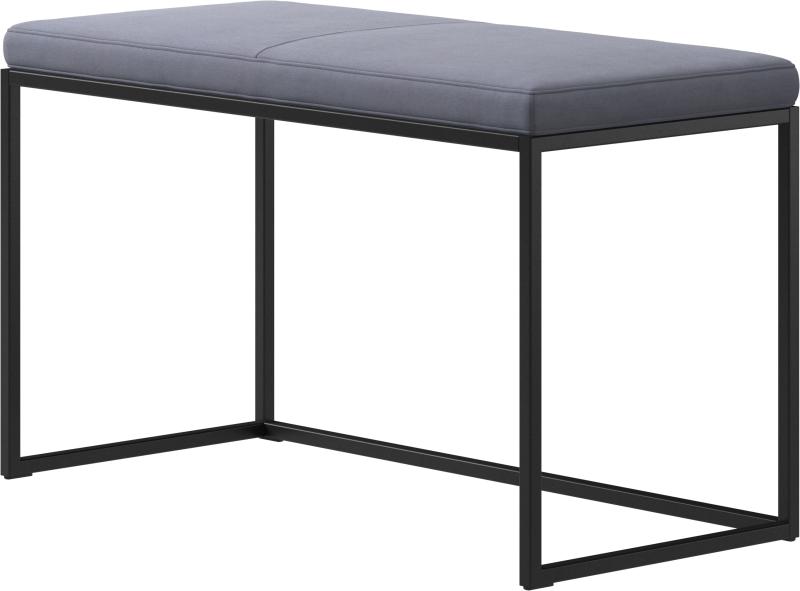 London small bench with cushion, blue fabric/metal