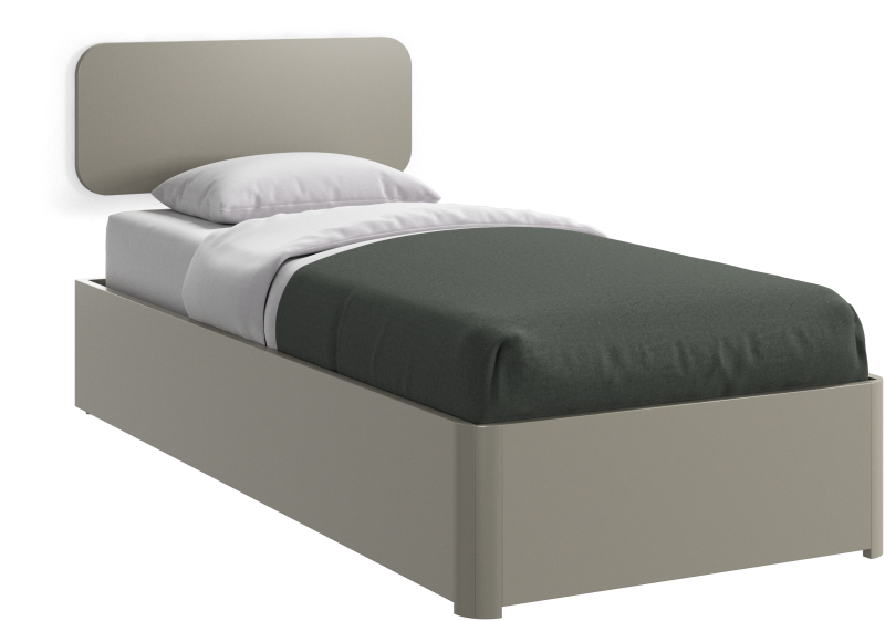 Element bed, wall-mounted headboard, without slats, excl. mattress, light grey wood